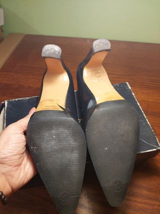 Décolleté scarpe pelle nera tacco 9 tg. 39