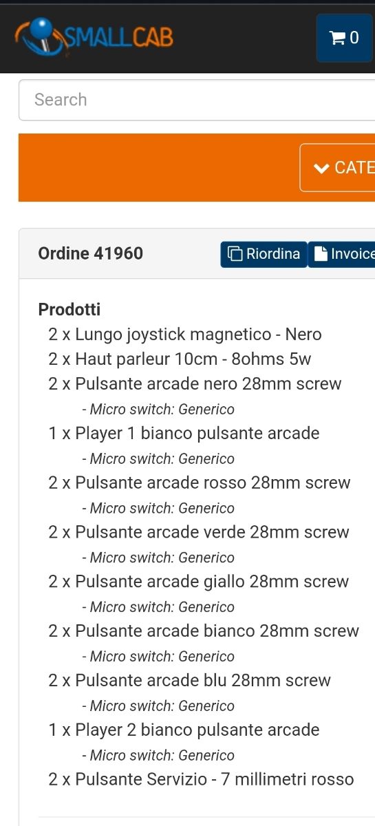 Materiale per cabinato arcade