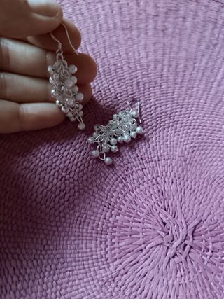 pendientes largos baño de plata. nuevos
