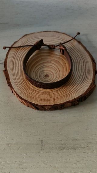 Pulsera trenzada hombre cuero marrón 