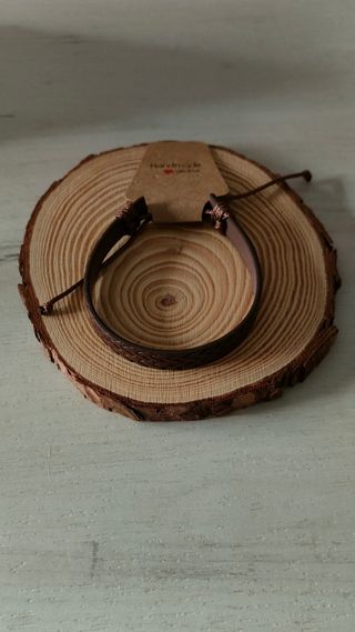 Pulsera trenzada hombre cuero marrón 