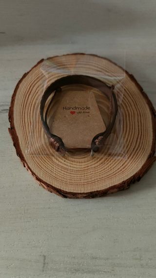 Pulsera trenzada hombre cuero marrón 