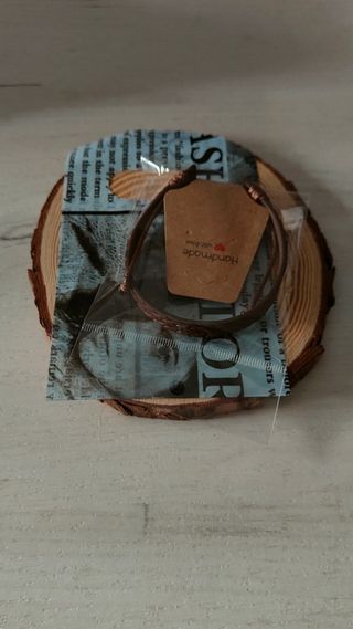 Pulsera trenzada hombre cuero marrón 