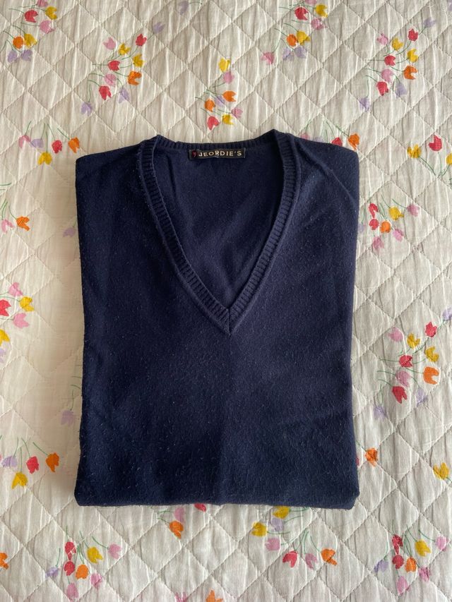 Maglione a V da uomo blu navale taglia M