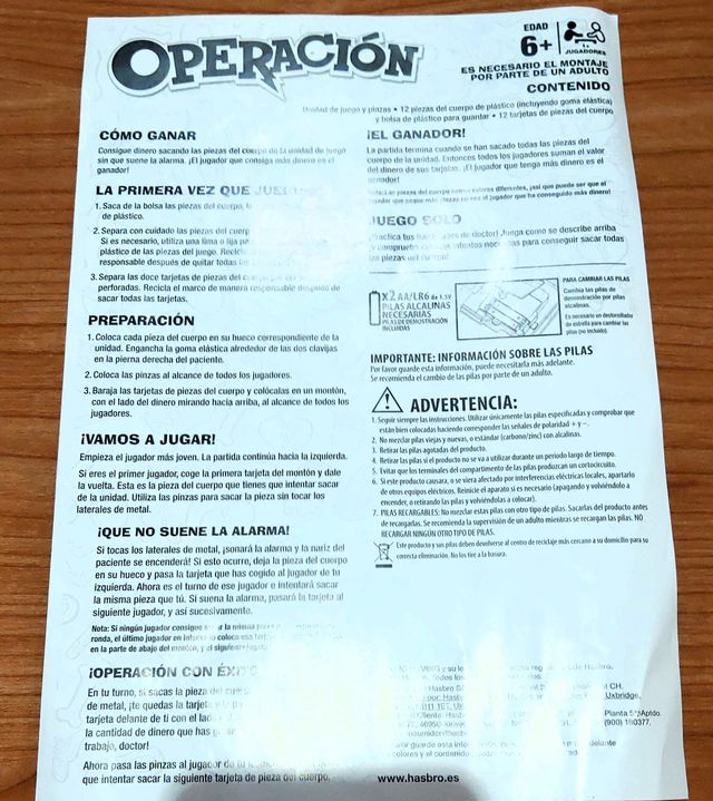 Juego de mesa Operación