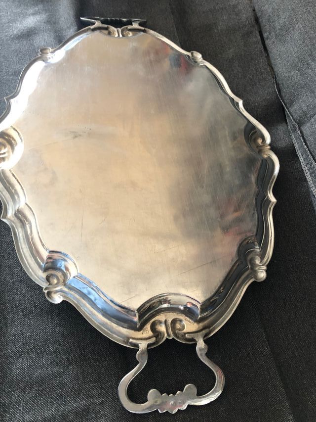 Vassoio Acciaio Cromato Vintage c/maniglie