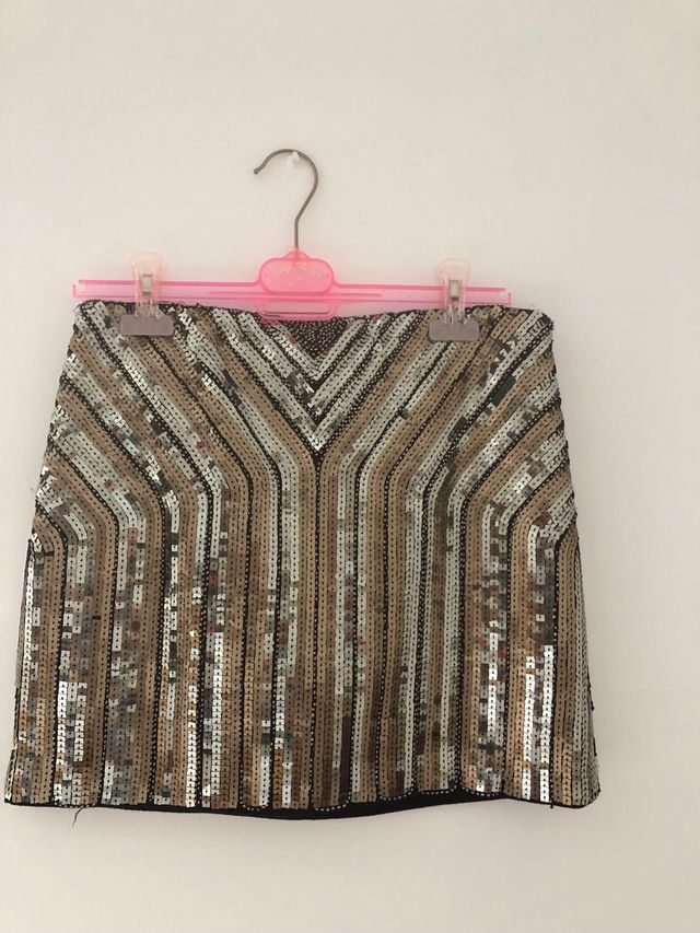 falda lentejuelas en tonos dorados