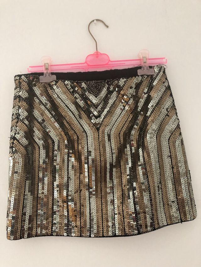 falda lentejuelas en tonos dorados