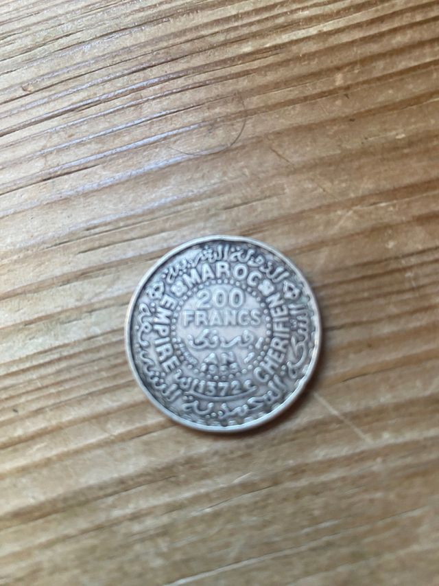 Moneda plata 200 francos Marruecos 