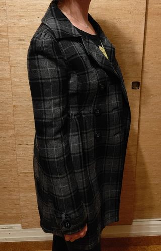 Abrigo/gabardina a cuadros gris