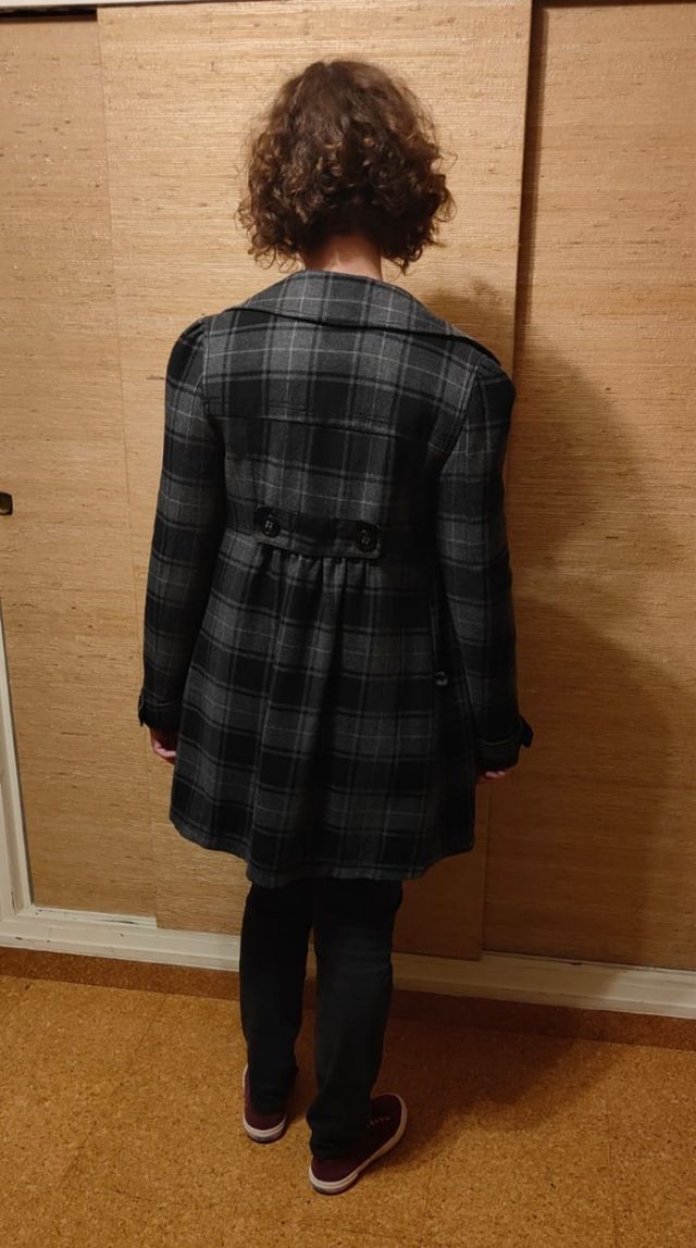 Abrigo/gabardina a cuadros gris
