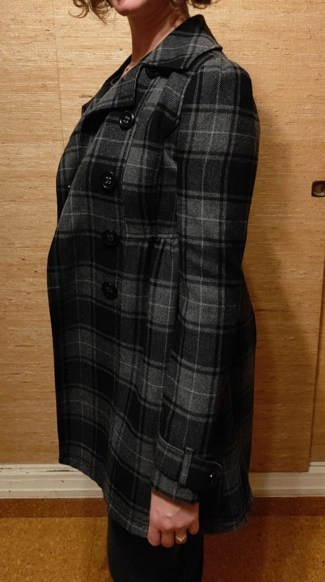 Abrigo/gabardina a cuadros gris