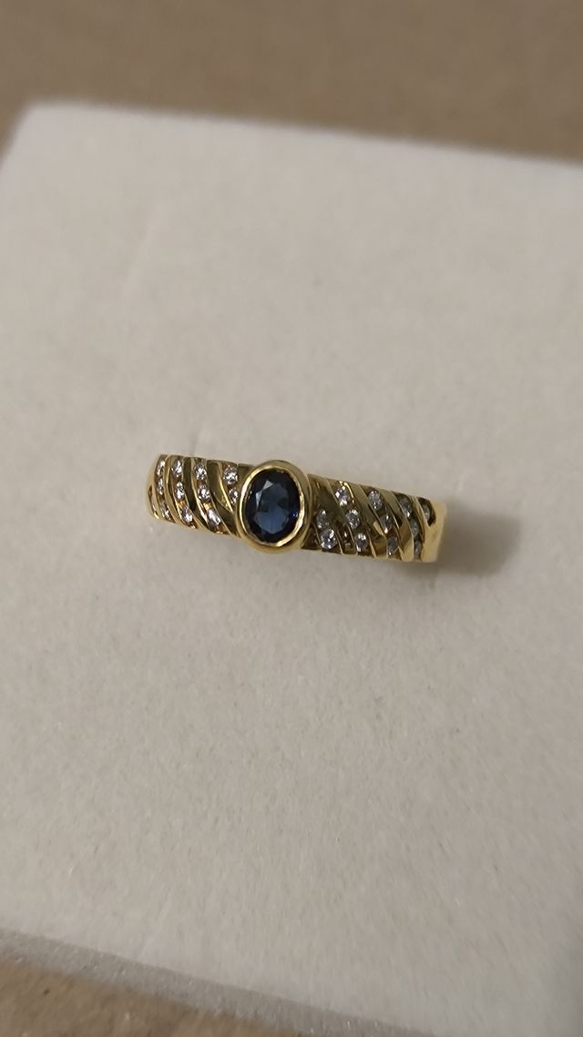 Sortija oro diamantes y zafiro