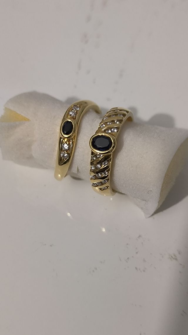 Sortija oro diamantes y zafiro