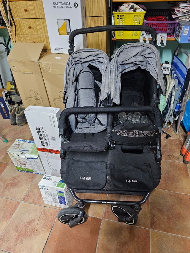 Carro gemelar Baby Monster + extras