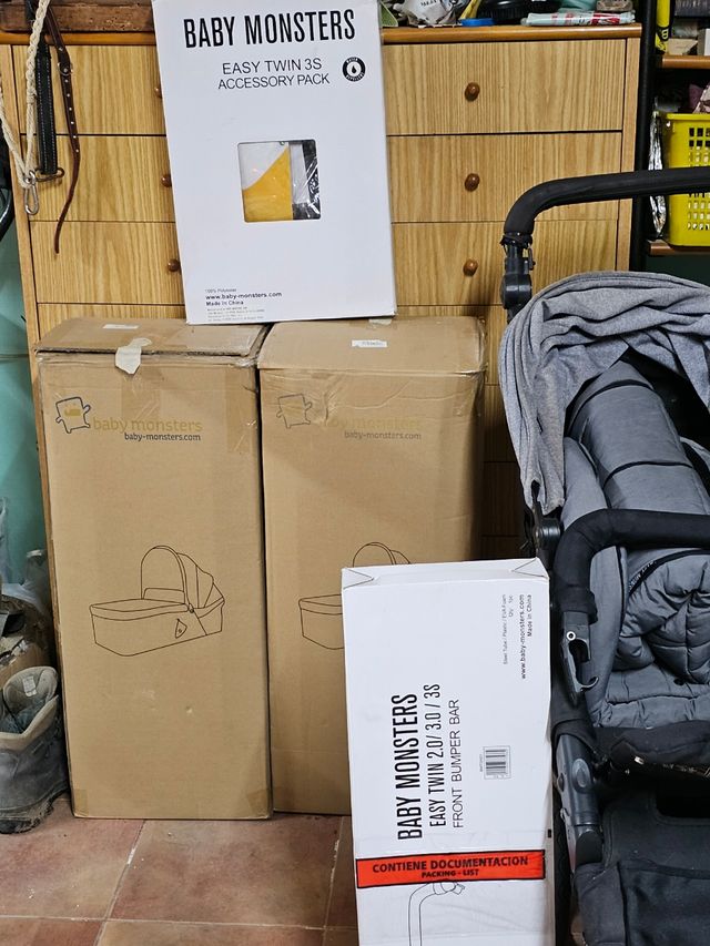 Carro gemelar Baby Monster + extras