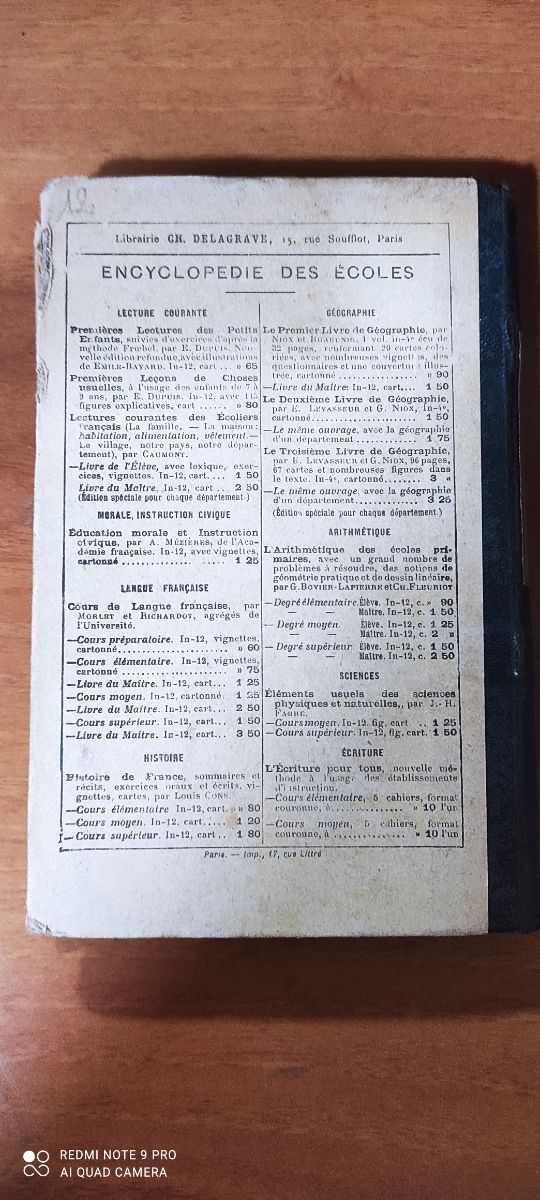 Libro "Ecoliers francais" fine 800 inizi 900'