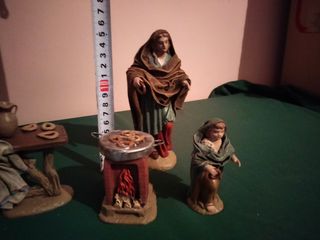 Figuras Belén pastor mujer mercado fuente 15 cm