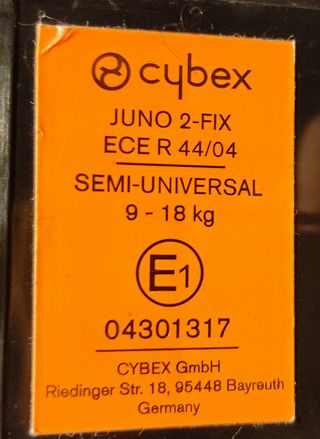 SILLA DE AUTO JUNO 2-FIX 9M+ GRUPO 1 CYBEX