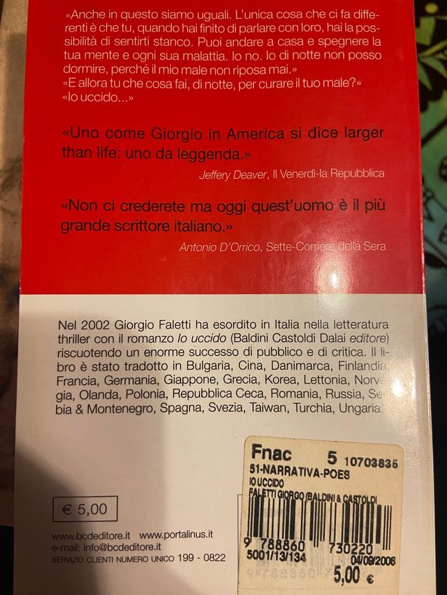 libro “io uccido”