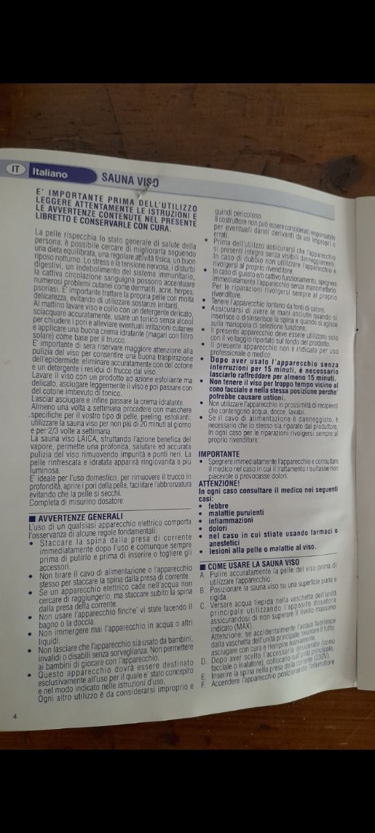 Laica. Sauna vapore viso elettrica