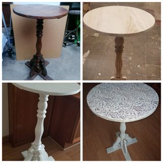 Mesa auxiliar restaurada en color blanco