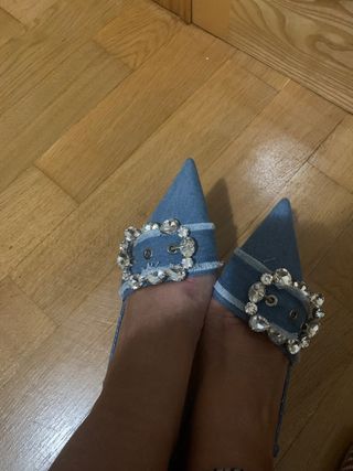 zara tacones jeans pedreria regalo bolso