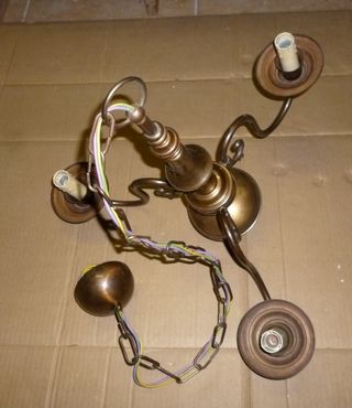 lampadario vintage barocco ottone brunito 3 luci