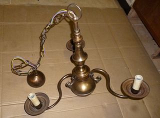 lampadario vintage barocco ottone brunito 3 luci