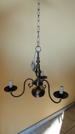 lampadario vintage barocco ottone brunito 3 luci
