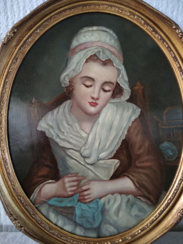 CUANDO OVALADO FIGURA PINTADO SOBRE TABLILLA