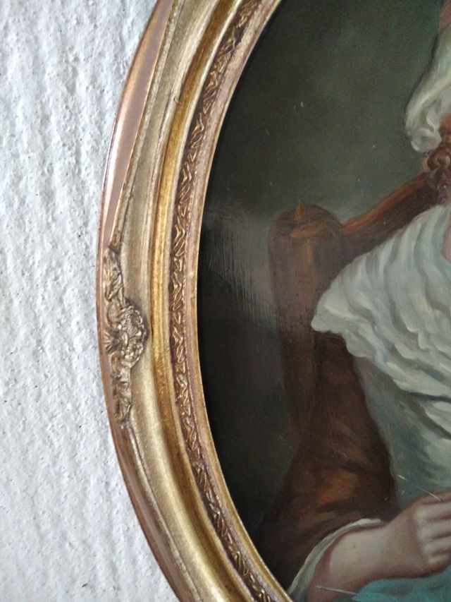 CUANDO OVALADO FIGURA PINTADO SOBRE TABLILLA