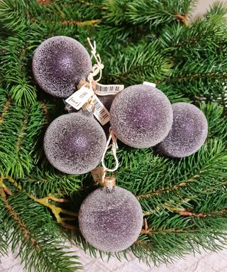 Set 3 Bolas Natal, Glass Violet, 6 cm