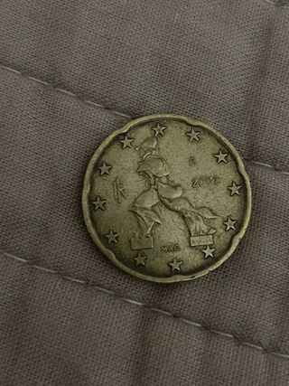 Moneda 20 céntimos Umberto Boccioni; Italia 2002. 