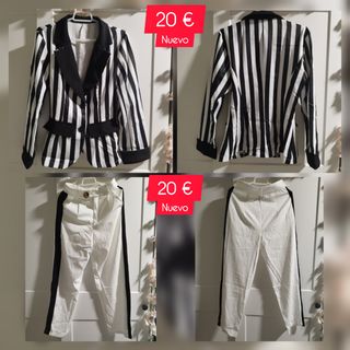 Blazer y pantalón blanco y negro rayas