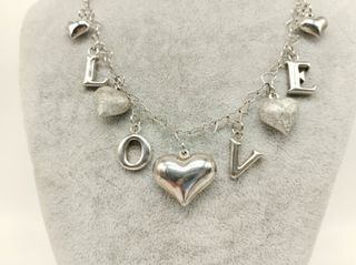 Collana argento 925 Love e cuori