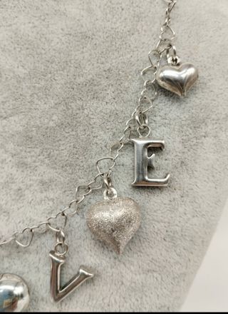 Collana argento 925 Love e cuori