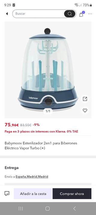 Esterilizador biberones Babymoov