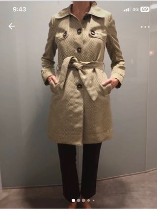 Gabardina Essentiel verde y beige talla M