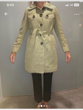Gabardina Essentiel verde y beige talla M