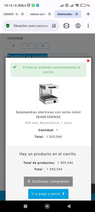 Salamandra Eléctrica 2400W Techo Movible