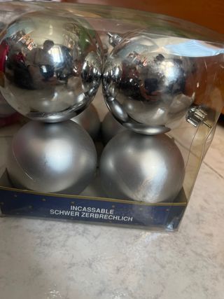 set 4 palline Albero di Natale Argento 