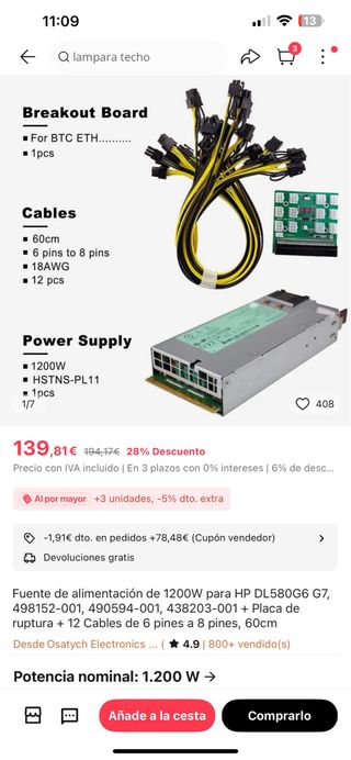 Fuente alimentacion HP 1200W