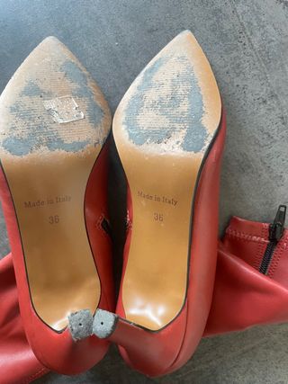 Stivaletti di pelle rossi con zip n.36
