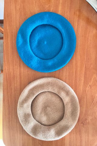 Gorros de pintura 100% lana azul beige redondo