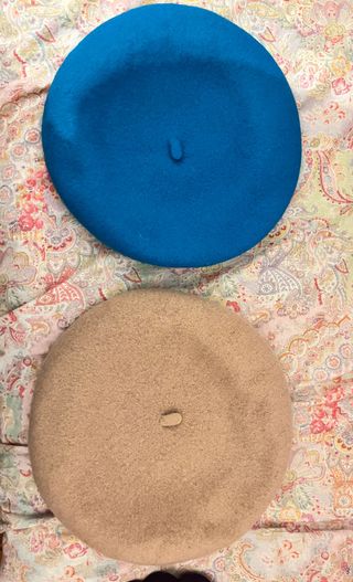 Gorros de pintura 100% lana azul beige redondo