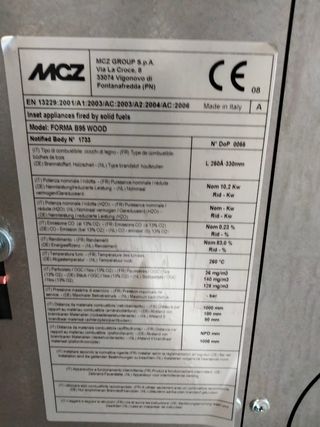 Chimenea leña doble cara. Nueva - MCZ. Gran capaci