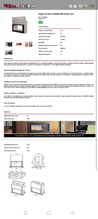 Chimenea leña doble cara. Nueva - MCZ. Gran capaci
