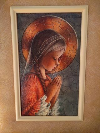 Cuadro virgen María firmado antiguo
