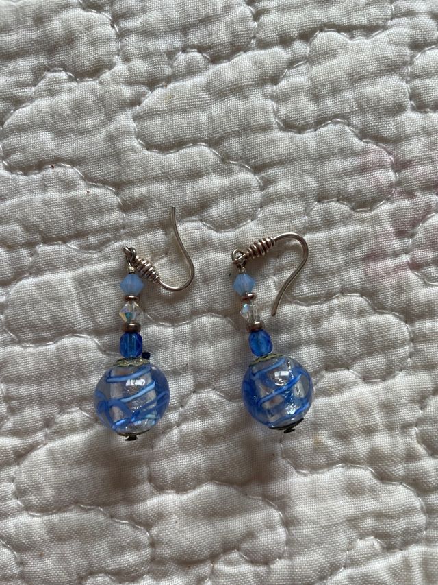 pendientes azules largos